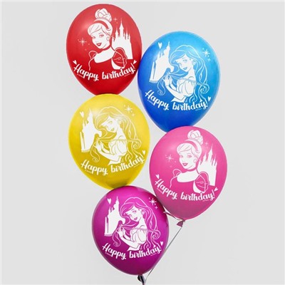 Воздушные шары, набор "Принцессы Happy Birthday", Disney (набор 5 шт)