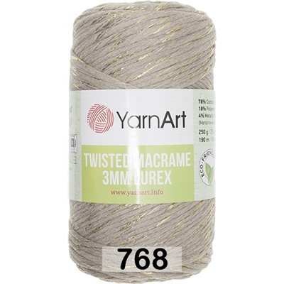 Пряжа Yarnart Macrame Twisted 3 Mm Lurex