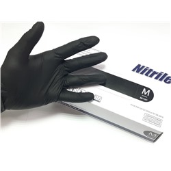 Перчатки NITRILE нитриловые черные 50пар 100шт размер M