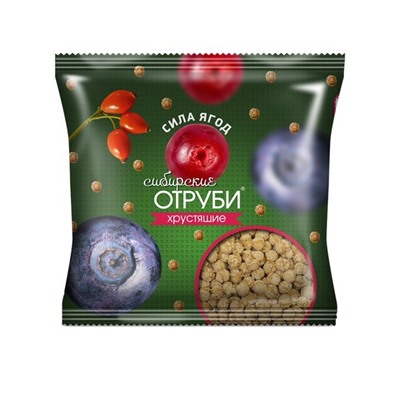 Сибирские Отруби "Сила ягод" пакет 100 г хрустящие