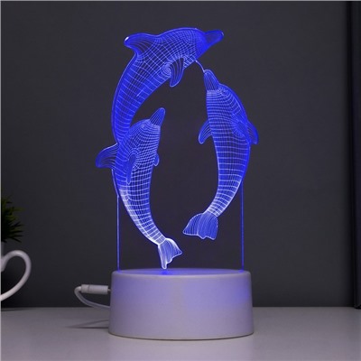 Светильник сенсорный "Дельфины" LED 7 цветов USB/от батареек белый