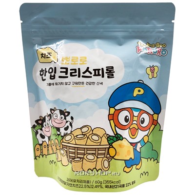 Хрустящий мини ролл со вкусом сыра Pororo Youyoung Global, Корея, 60 г Акция