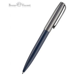 Ручка автоматическая шариковая 1.0мм "NAPOLI" синяя, (корпус металлический синий и вороненая сталь) 20-0383/02 Bruno Visconti