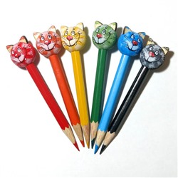 Карандаши сувенирные Котики, набор 6 шт. (цветной или графит), МД