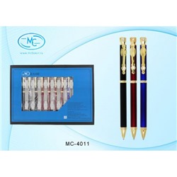Ручка шариковая поворотная, металл. корпус, цветной, клип и наконечник со стразами, синяя МС-4011 Basir