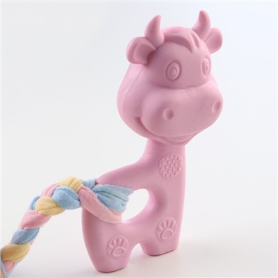 Игрушка жевательная Пижон Premium "Корова", 10,5 х 6,5 х 3,5 см, розовая