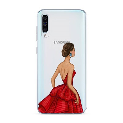 Силиконовый чехол Девушка в красном платье на Samsung Galaxy A50