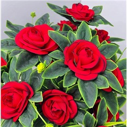 Цветы искусственные декоративные Красные розы (7 бутонов + 2 веточки) 60 см
