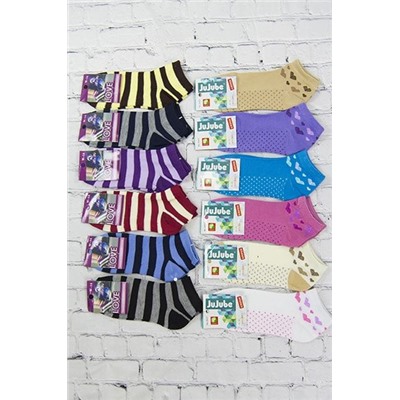 Носки женские Хлопок (короткие, цветные) - упаковка 10 пар