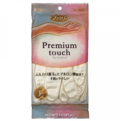 Хозяйственные перчатки из ПВХ с хлопковым покрытием белые Premium Touch S.T. Corp (размер L), Япония