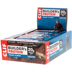 Clif Bar, Builder's Protein, протеиновый батончик, со вкусом печенья с кремом, 12 батончиков, 68 г (2,40 унции) каждый