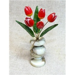 Настольный сувенир Тюльпаны, 5 цветков, ангидрит, А