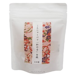 Спонж Конняку для умывания лица с экстрактом листьев персика Yamamoto Farm, Япония