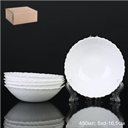 Набор суповых тарелок 6 штук 450 мл 165 мм белый / LHDW65/6 (WHITE) /уп 8/ 691078