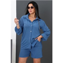 Комплект женский 52287 (шорты + рубашка) индиго