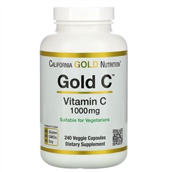 California Gold Nutrition, Gold C, витамин C, 1000 мг, 240 вегетарианских капсул