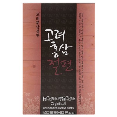 Медовые цукаты с красным корейским женьшенем (слайсы тэдон 4 года), Корея, 20 г