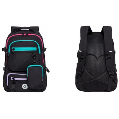 Рюкзак школьный RG-465-2/4 черный 28х40х18 см GRIZZLY