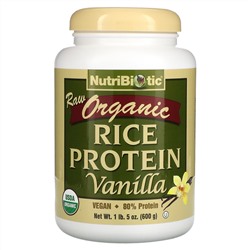 NutriBiotic, Сырой натуральный рисовый белок с ванилью, 600 г (1,3 фунта)