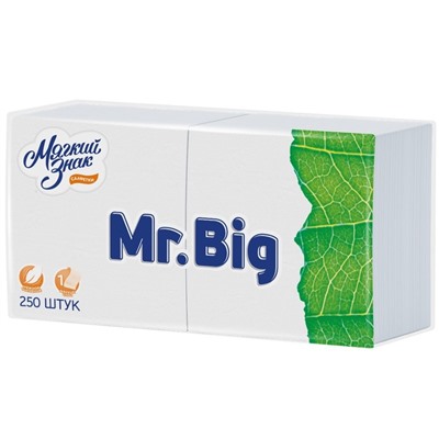 Салфетки «Мягкий знак» Mr. Big 24х24 см, белые, 1 слой, 250 листов