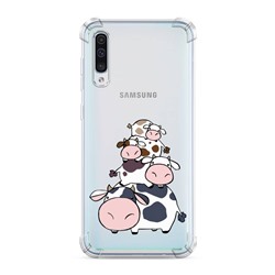 Противоударный силиконовый чехол Happy cows на Samsung Galaxy A50