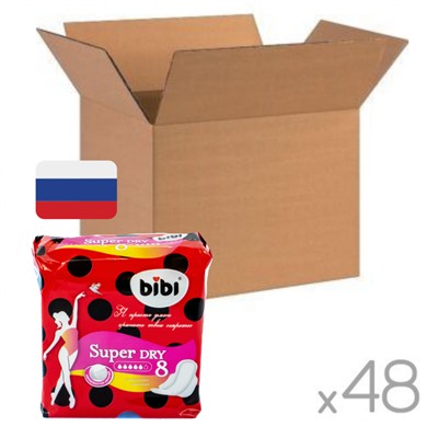 Прокладки "BIBI" Super Dry 8 шт. 5 капель, Россия, короб 48 уп.