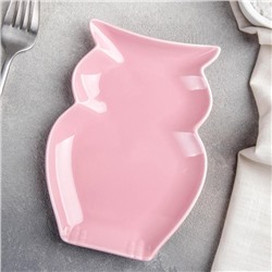 Блюдо сервировочное Доляна «Милашки. Совушка», 12×16,5×2 см, цвет розовый