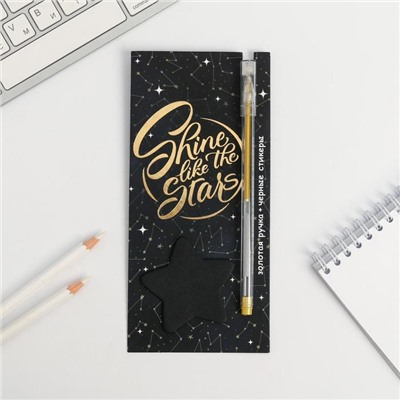 Блок с липким краем Star , + ручка, чёрные листы