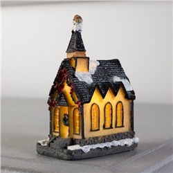 Светодиодная фигура «Дом с башней» 12.5× 19 × 9 см, керамика, батарейки AG13х2, свечение тёплое белое