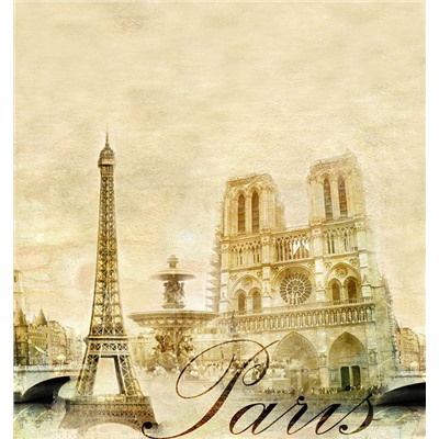 Рулонная штора ролло лен "Париж винтаж"  (d-200219-gr)