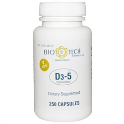 Bio Tech Pharmacal, D3-5 холекальциферол, 250 капсул