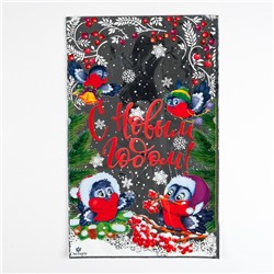 Пакет подарочный "Снегири" 25 х 40 см,  цветной металлизированный рисунок