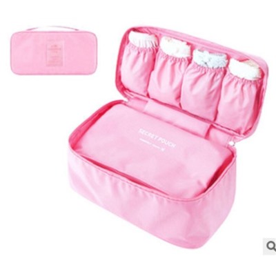 15%Дорожный органайзер для белья и косметики - сумка органайзер для путешествий,1 шт. Размер 28*16*12 см. Цвет розовый.