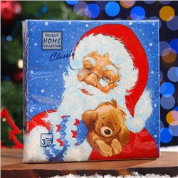 Салфетки бумажные  Home Classic "Дед Мороз и щенок", 3 слоя,33x33, 20 листов