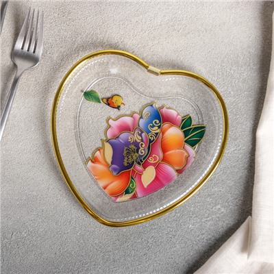 Блюдо фигурное «Сердце», 16,5×16,5 см, рисунок МИКС