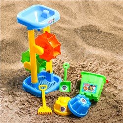 Набор для игры в песке: ведро, мельница, совок, грабли, 2 формочки, цвет МИКС, 530 мл 4185902
