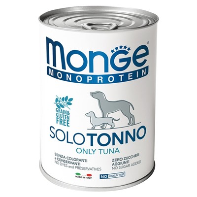 Влажный корм Monge Dog Monoproteico Solo для собак, паштет из тунца, ж/б, 400 г