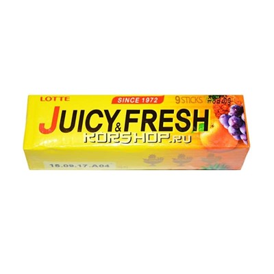 Жевательная резинка «Juicy Fresh» Lotte, Южная Корея, 26 г