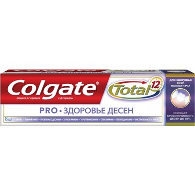 Зуб. паста COLGATE TOTAL 12  "Pro - Здоровье десен"  75мл (4*12)   ХИГ