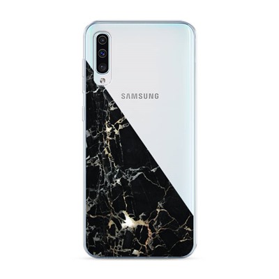 Силиконовый чехол Черный мрамор половинка на Samsung Galaxy A50