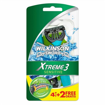 Станок для бритья одноразовый Schick (Wilkinson Sword) Xtreme-3 Sensitive (4+2шт.)