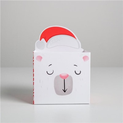 Коробка для мини-букетов «С Новым годом», миша, 12 х 17 х 10 см