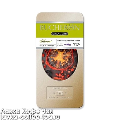 шоколад Buсheron Grand Cru горький, томаты, маслины, перец розовый и чили, ж/б 100 г