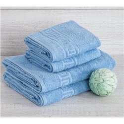Махровое полотенце "Греческий бордюр"-голубой 50*90 см. хлопок 100%