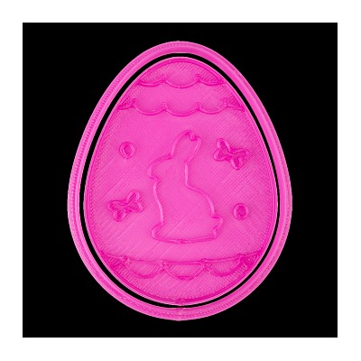 Вырубка "Яйцо" со штампом "Зайка с бабочками", пластик, 8 см