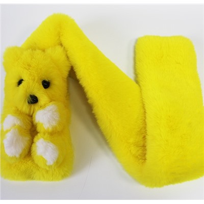 Меховой шарф Мишка для взрослых и детей Желтый
