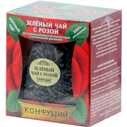 Конфуций. Элитный. Зеленый чай с розой 50 гр. стекл.банка