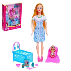 Кукла-модель «Молодая Мама» с малышом, кроваткой и аксессуарами 7810742
