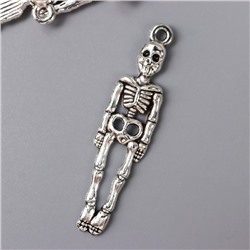 Декор для творчества металл "Скелет" серебро 3,7х1 см