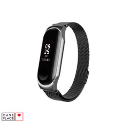 Металлический ремешок для Xiaomi Mi Band 3/4 черный Миланская петля